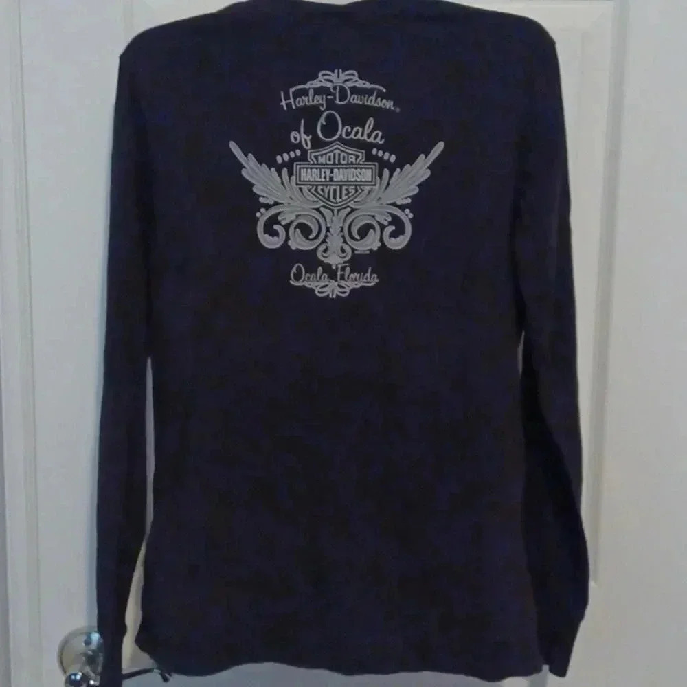 - Harley-Davidson V-neck long sleeve top Women's Size Large - Picture 5 of 9